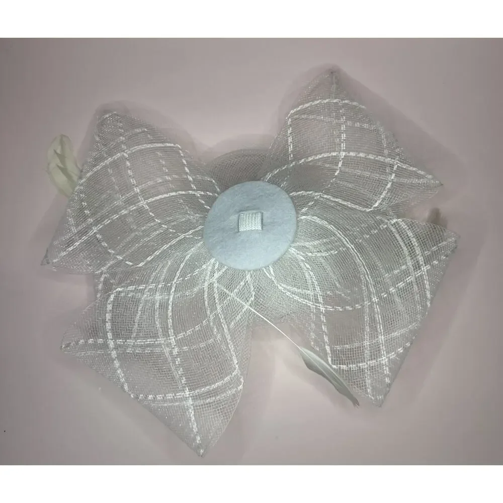 Floral Organza Mesh Ribbon Fascinator White
